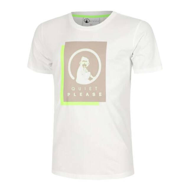 【海外サイズ】QUIET PLEASE(クワイエットプリーズ) 2025 FS メンズ ワイルドレイヤー プリント半袖Tシャツ QP110189-300 ブライトホワイト(25y7mテニス)