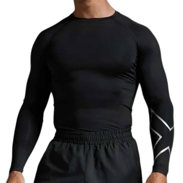 【マジッククーポン10%OFF対象】2XU(ツータイムズユー) メンズ PWX CORE COMPRESSION LONG SLEEVE コアコンプレッション 長袖トップス MA6398A-BLKSLV ブラック／シルバー(26y9mトレーニング)