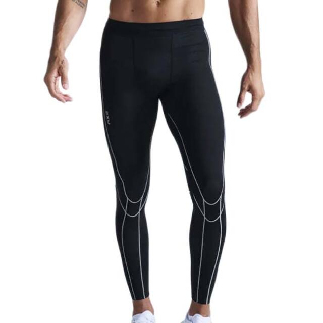 2XU(ツータイムズユー) メンズ ライトスピード キネシス コンプレッションタイツ MA7626B-BLK／BRF BK×BKリフレクティブ(26y9mトレーニング)