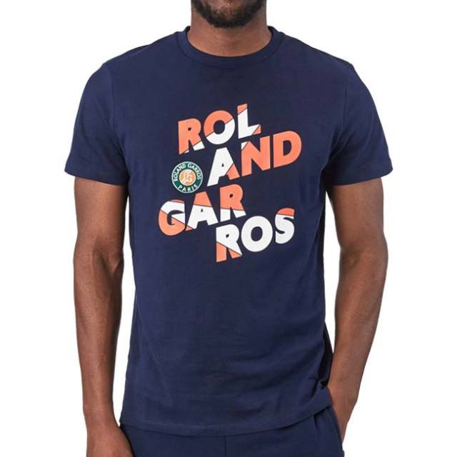 「海外サイズ」Roland Garros Official(ローランギャロス) 2023 SS メンズ RGグラフィック 半袖Tシャツ RG22004-ネイビー(23y4mテニス)