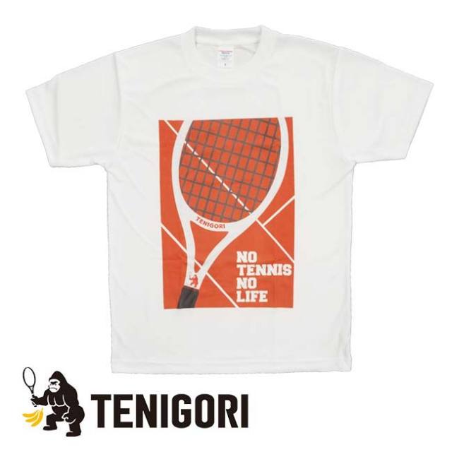 「日本サイズ」TENIGORI(テニゴリ) 2023 ユニセックス NO TENNIS NO LIFE ラケットゴリラプリント ドライシルキータッチ 半袖Tシャツ TGMT021(23y5mテニス)