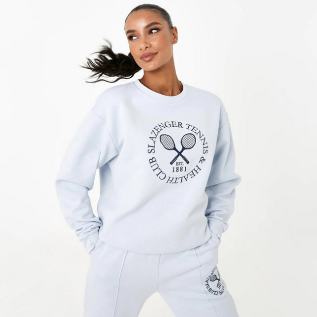 海外サイズ Slazenger スラセンジャー レディース テニス ヘルスクラブ スウェット シャツ 裏起毛 ジャージ 6632 ベイビーブルー 22y3mテニス
