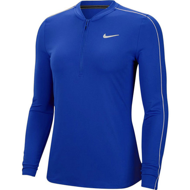 ｕｓサイズ ナイキ Nike 19 Ho レディース コート Dri Fit ハーフジップ 長袖トップ 480ゲームロイヤル 19y10mテニス