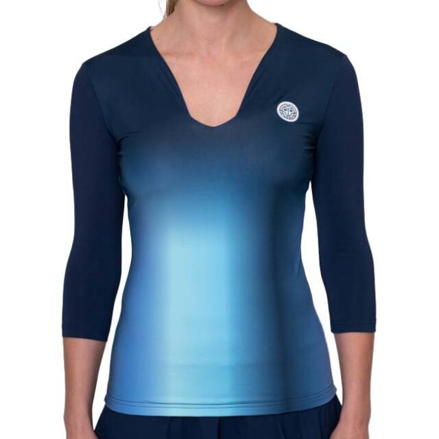 35%OFF在庫処分特価】【海外サイズ】BIDI BADU(ビディバドゥ) 2025 SP レディース スペクトラム Vネック 七分丈袖 ゲームシャツ W2330006-DBLBLAQ(25y2mテニス用ゲームウェア)