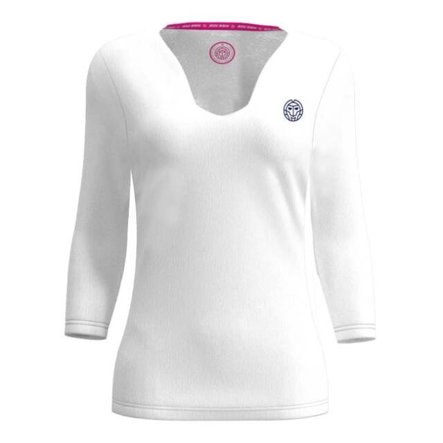 【9,000円以上で8％OFFクーポン】「海外サイズ」BIDI BADU(ビディバドゥ) レディース CREW Vネック 長袖Tシャツ 「定番」 W1330002-WH ホワイト(23y1mテニス)