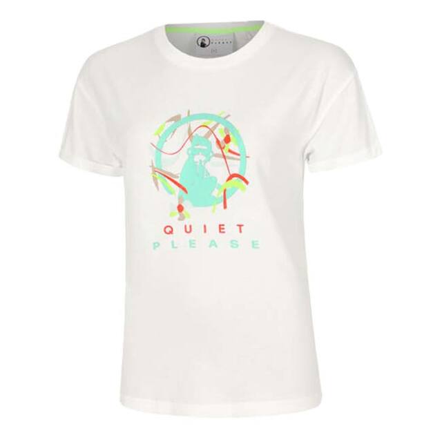 【海外サイズ】QUIET PLEASE(クワイエットプリーズ) 2025 FS レディース ワイルドスケッチー 半袖プリントTシャツ QP110198-300 Bホワイト(25y7mテニス)