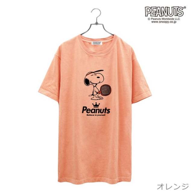 Peanuts ピーナッツ Snoopy スヌーピー ユニセックス ピグメント 半袖tシャツ スポーツ 部活 シリーズ テニス サイズ表確認 Spc Tn1 21y2m