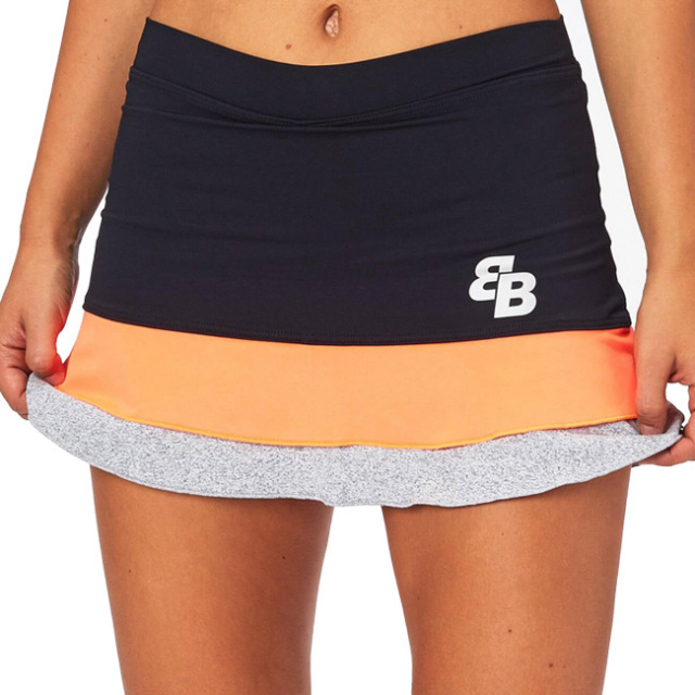 【海外サイズ】BB by BelenBerbel(ベレン・バーベル) レディース JELENA ジェレナ スカート 11428／11429／11430-ブラック×オレンジ×グレー(22y1mテニス)
