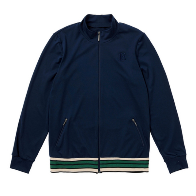 韓国系テニスウェア LOVEFORTY(ラブフォーティ) レディース LINE-POINT JERSEY ラインポイント ジップ ジャージ ジャケット ネイビー (21y12mテニス)