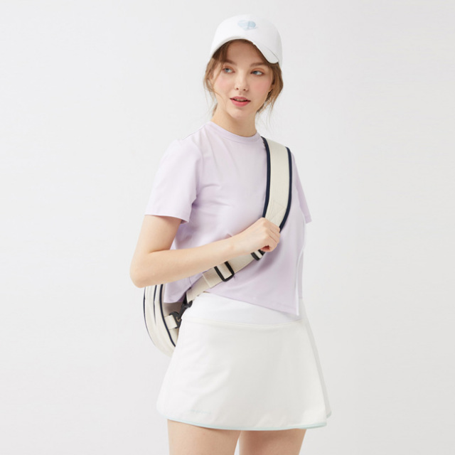 韓国系テニスウェア 【ボールホルダーあり】LOVEFORTY(ラブフォーティ) レディース COURT SKIRT コート スコート スカート ウェア -ホワイト(21y7mテニス)