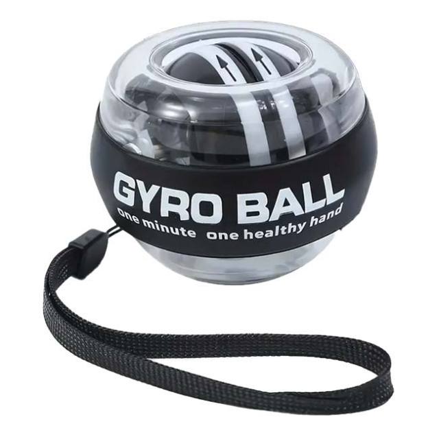 パワーリストボール GYRO BALL トレーニングボール セルフスタート式 ストラップ付き 腕 手首 指 負荷トレーニング TE419997 クリア(25y8m)