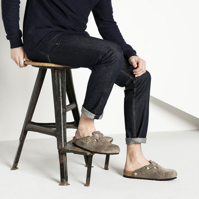Birkenstock ビルケンシュトック ユニセックス Boston Ribet Logo ボストン リベットロゴ サンダル Regular Fit グレーメランジェ y9m