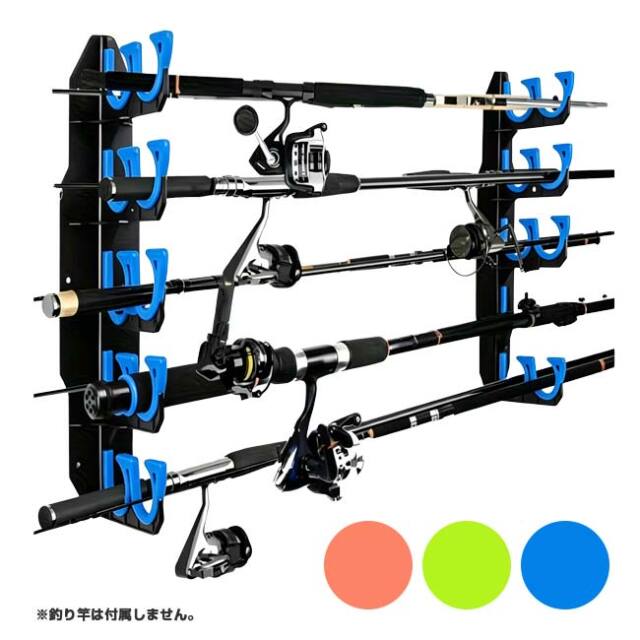 壁掛け式 釣り竿ラック 5本収納可能 スピニングロッド・キャスティングロッド対応 TE439934(26y6m)