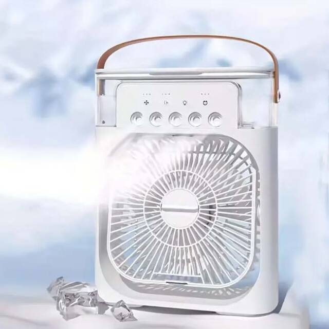 多機能 加湿エアコンファン USB給電式 タイマー付き エアークーラー ミスト LEDライト TE439960ホワイト(24y7m)