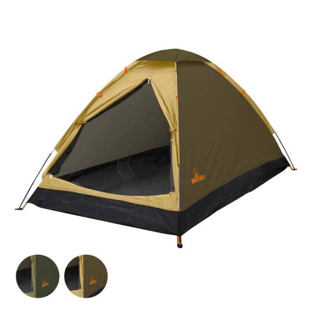【短時間で設営可能】Montagna(モンターナ) 組立式 2人用ドームテント 入口開閉可能 収納袋付き 簡単設営 HAC3554／HAC3560(25y12m)