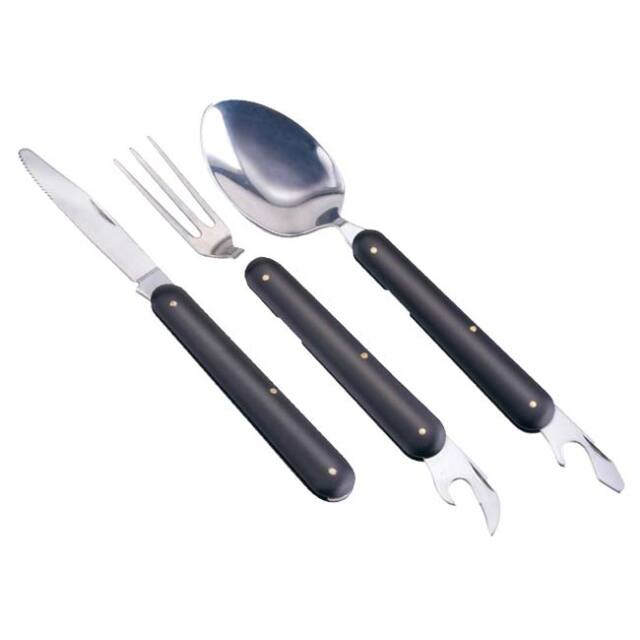 銀製　德力 スプーン　ナイフ　フォークセット 便利な4点セット】Montagna(モンターナ) ツール付き折りたたみ