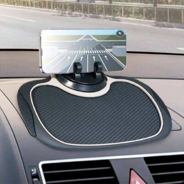 【8日から72時間 8%OFFクーポン】「接着剤不要でピタッとくっつく」ハック(HAC) スマホホルダー付き 車用ノンスリップマット すべり止め付き 簡単設置 HAC4329ブラック(24y9m)