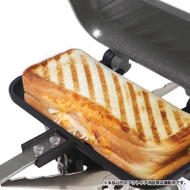 「朝食やおやつ作りに最適！」Montagna(モンターナ) 食パン 1枚専用 グリル&ホットパン 直火専用 フッ素加工 ロック機能付き取手 HAC3599-ブラック(24y6m)