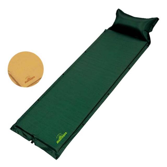 未使用☆Montagna マクラ付き自動膨張マット　インフレーターマット 3点 テント泊や車内泊に」Montagna(モンターナ) マクラ付き 自動膨張マット