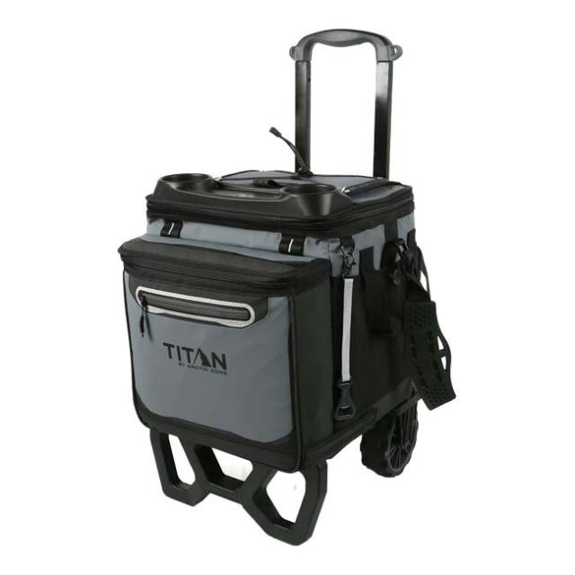 【保冷効果の高い断熱材使用】TITAN(タイタン) 60缶収納 クーラーバッグ キャリーカート付き QQ コストコ 2622035 ブラック×グレー(26y2m)