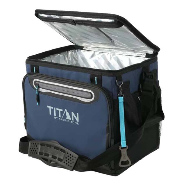 TITAN(タイタン) 40缶クーラー クーラーバッグ 折りたたみ式 ドリンクホルダー付き QQ コストコ 1740589 ネイビー(25y5m)
