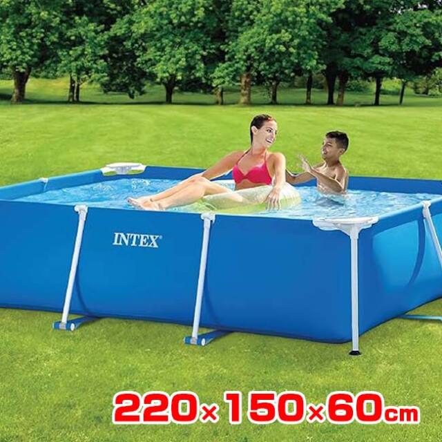 【8日から72時間 8%OFFクーポン】INTEX(インテックス) レクタングラ フレーム プール 長方形大型プール 220×150×60cm ファミリープール 28270NP ブルー(25y6m)