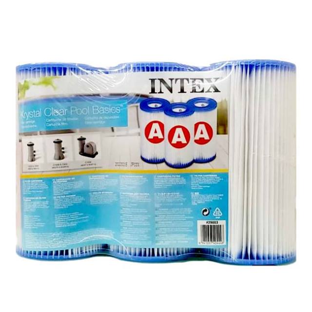 「28604／28636／28637／28638ポンプ対応」INTEX(インテックス) クリスタルクリアポンプ用 フィルターカートリッジA 3本入 ※ポンプ本体は別売※ 29003(23y5m)
