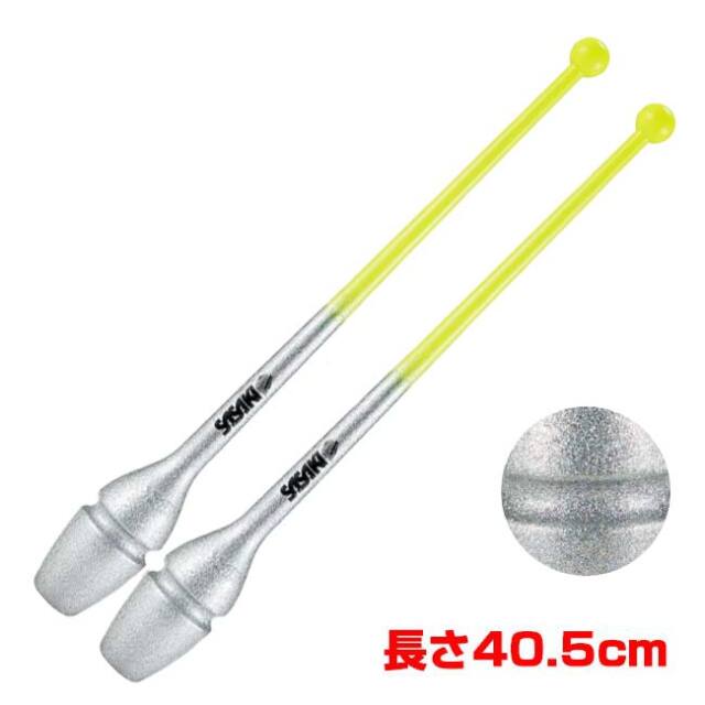 ササキ(SASAKI) グラデーションラバーショートクラブ 長さ40.5cm トゥインクルラメ F.I.G.(国際体操連盟)認定品 M34JKGHF／ M-34JKGH-F-LMY×SI (26y4m)