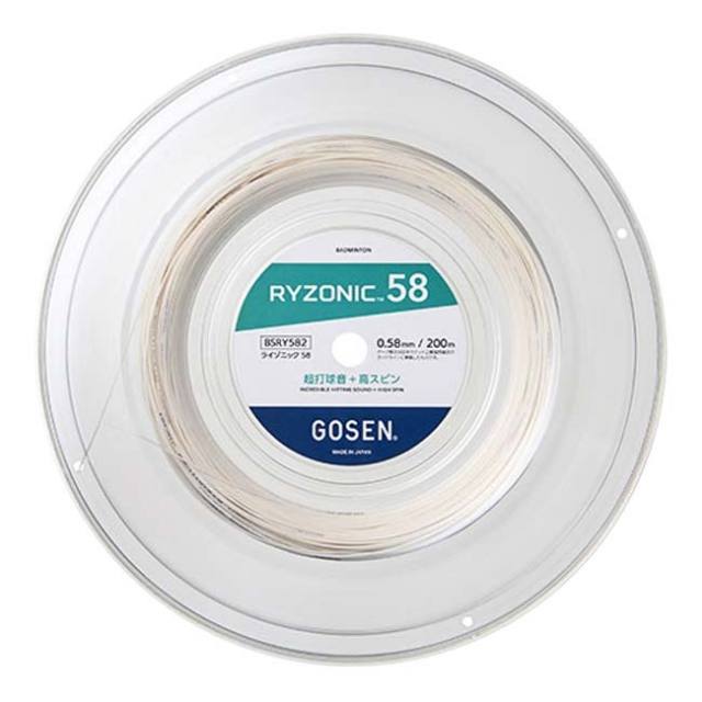 「バドミントン」ゴーセン(Gosen) 2023 RYZONIC58 ライゾニック58 0.58mm 200Mロール バドミントンガット 国内正規品 BSRY582WH-ホワイト(23y4m)