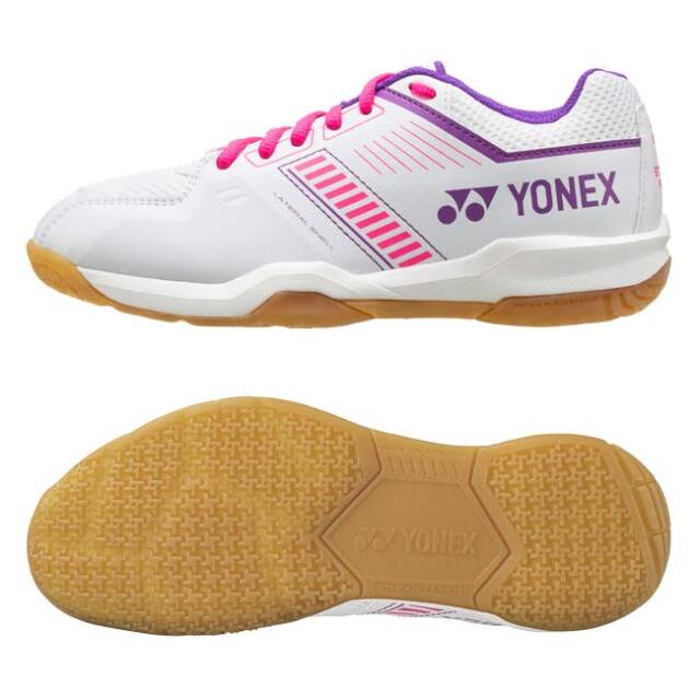 【バドシューズ】ヨネックス(YONEX) ユニセックス パワークッションストライダーフロー 3E バドミントンシューズ SHBSF1-062 ホワイト×ピンク(26y7m)