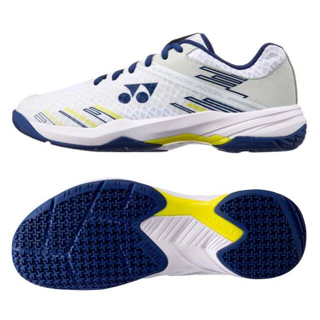 【バドシューズ】ヨネックス(YONEX) ユニセックス パワークッションカスケードアクセル 3E バドミントンシューズ SHBCA1-100 ホワイト×ネイビー(26y7m)