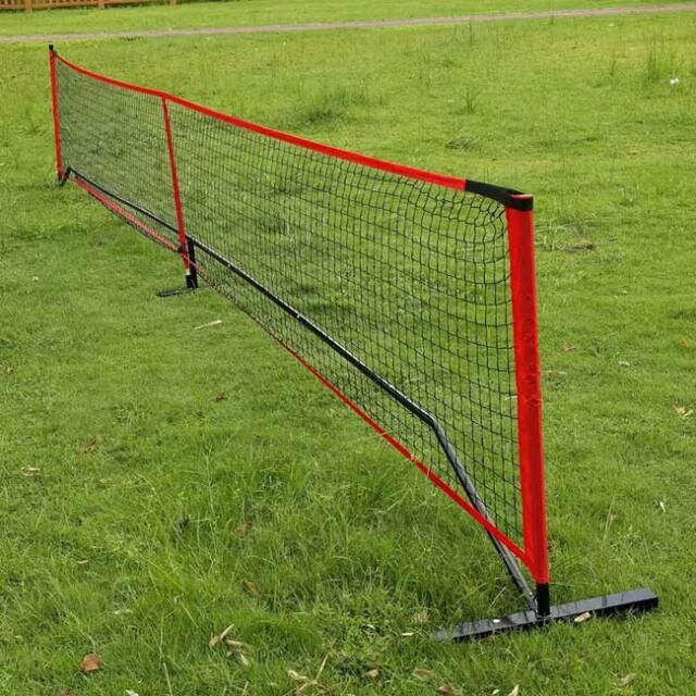 【ピックルボールをはじめよう！】 ピックルボールネット 22FT 規格サイズ 支柱・ネットセット 屋内屋外兼用 コート 収納袋付き TE569993 レッド×BK(26y2m)