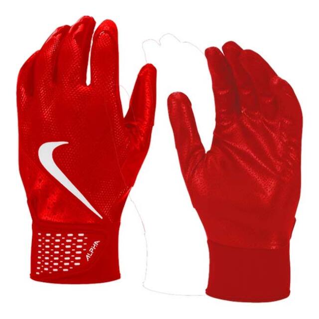 【9,000円以上で8％OFFクーポン】ナイキ(NIKE) 2025 SP ユニセックス Alpha アルファ バッティンググローブ 両手用 N1004381-630 ユニバーシティレッド×WH(25y5m野球)