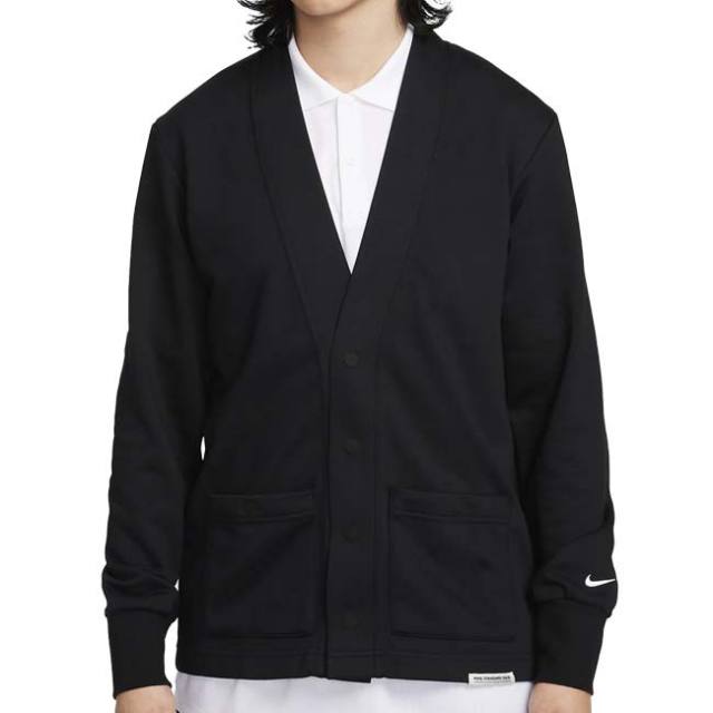 売切りセール！【日本サイズ】ナイキ(NIKE) メンズ Dri-FIT スタンダード イシュー 長袖カーディガン FB5465-010 ブラック×ホワイト(23y8mゴルフ)