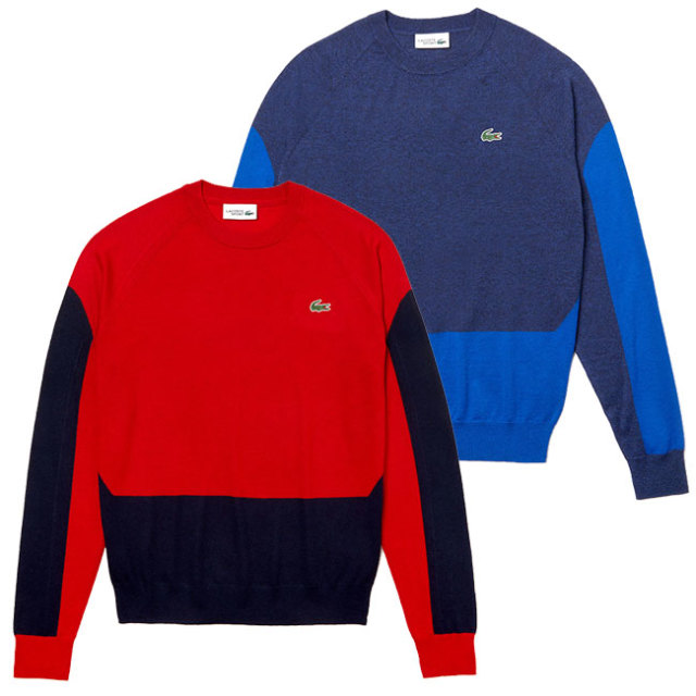 在庫処分特価 海外サイズ ラコステ Lacoste 19 Fw メンズ カラーブロック ブリーザブル セーター Ah8643 19y10mゴルフ