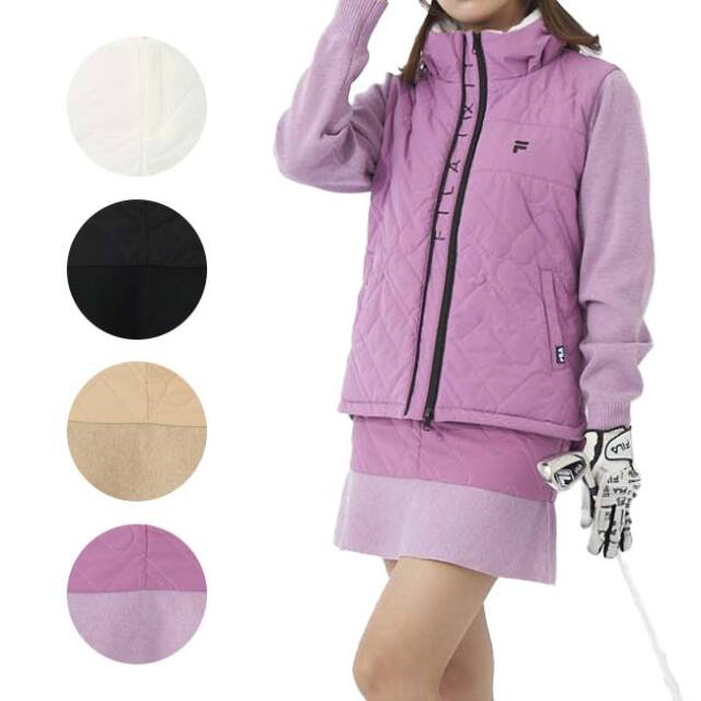 売切りセール！在庫処分特価】【日本サイズ】FILA(フィラ) 2023 FW レディース ニット×中綿 スカート ストレッチ 保温 蓄熱 793-342(23y9mゴルフ)