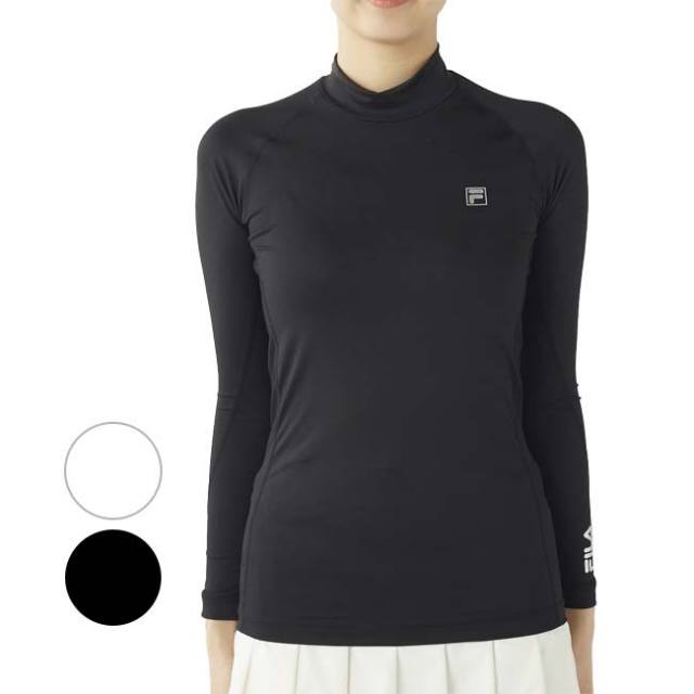 【日本サイズ】FILA(フィラ) レディース ハイネック 長袖 コンプレッションシャツ 吸汗速乾 UVカット 755-991L(25y7mゴルフ)