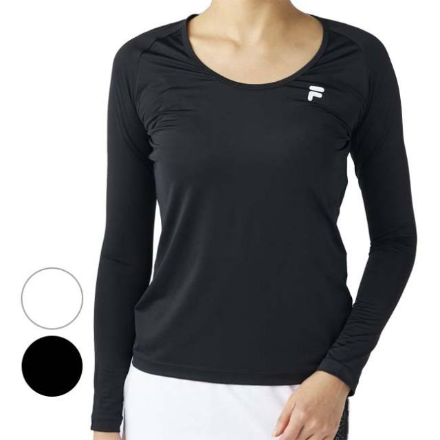 【日本サイズ】FILA(フィラ) レディース クルーネック 長袖インナーシャツ 接触冷感 吸汗速乾 UVカット 755-990L(25y7mゴルフ)