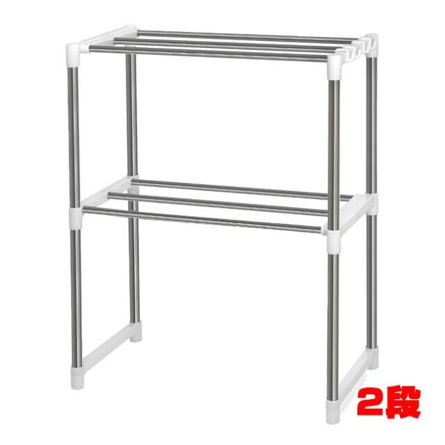 【本体幅約47.5から85cmに調節可能】ハック(HAC) ラックミ 2段伸縮スライドラック 簡単組立 工具不要 HAC5073 ホワイト(25y9m)