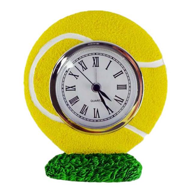 「プレゼントにぴったり♪」クラークスポーツ(Clarke Sports) ポリストーン テニスボール型 置時計 クロック アラーム付き ※電池別売※ 60046(23y4m)
