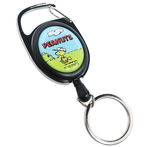 らくらくリールつき Peanuts ピーナッツ Snoopy スヌーピー メタリール キーリング キーホルダー カラビナタイプ 野球 18 21y1m