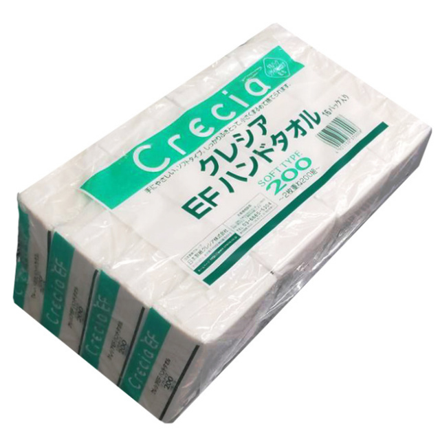 [16パック入り]Crecia(クレシア) EF ハンドタオル 2枚重ね200組 牛乳パックリサイクルパルプ配合 37005-16 コストコ(21y4m)