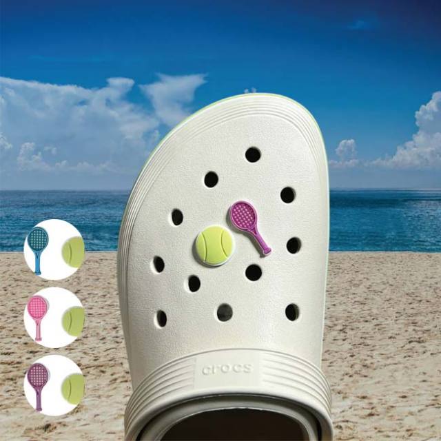 【8日から72時間 8%OFFクーポン】「シューズのデコレーションに」RACQUET INC(ラケットインク) テニスボール＆ラケット シューチャーム シューズアクセサリ 2個入り RITG241(24y1m)