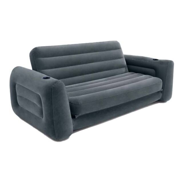 INTEX(インテックス) プルアウトソファ 空気注入式 エアソファベッド 2人用 コンパクト収納可能 屋内専用 66552NP-チャコールグレー(23y11m)