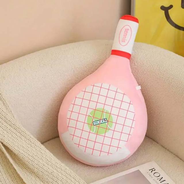 ふわふわのやさしい肌触り」 テニスラケット ぬいぐるみ 枕