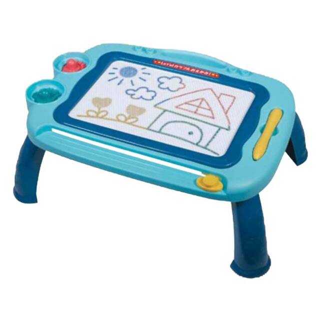 【キュートなスタンプ付き】ハック(HAC) おえかきデスク 組立簡単 おえかきボード 2wayタイプ HAC5655 ブルー(26y7m)
