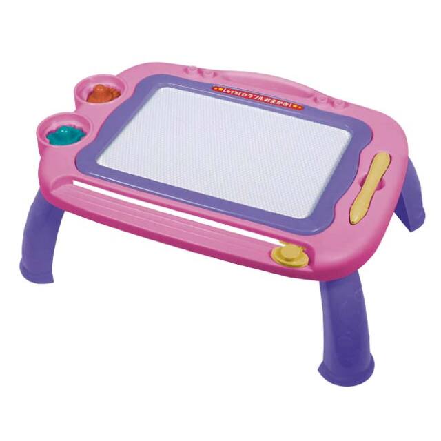 【キュートなスタンプ付き】ハック(HAC) おえかきデスク 組立簡単 おえかきボード 2wayタイプ HAC5438 ピンク(26y7m)
