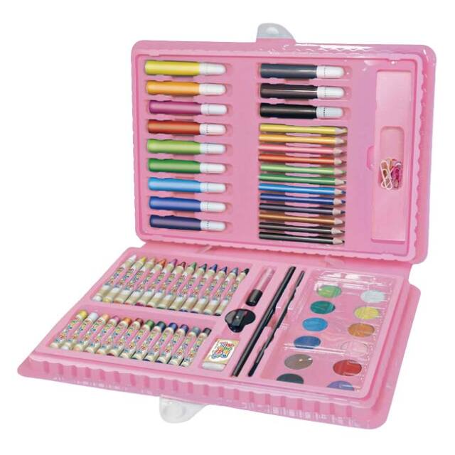 【わくわく楽しく描いてみよう】ハック(HAC) おえかきアートセット 68pcs おえかきアイテム14種 バッグ型収納ケース HAC5559 ピンク(26y7m)