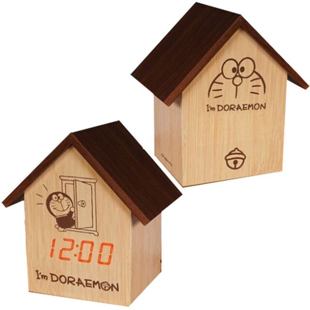 音に反応して表示 Doraemon ドラえもん Led 木目調クロック ハウス型置き時計 Hac2736a 21y2m