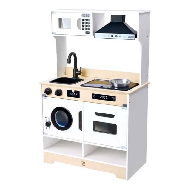 ハペ(Hape) モダン デラックス キッチン 電子レンジ＆洗濯機＆オーブン付き ※お客様組立商品※ QQ コストコ E8877(25y11m)